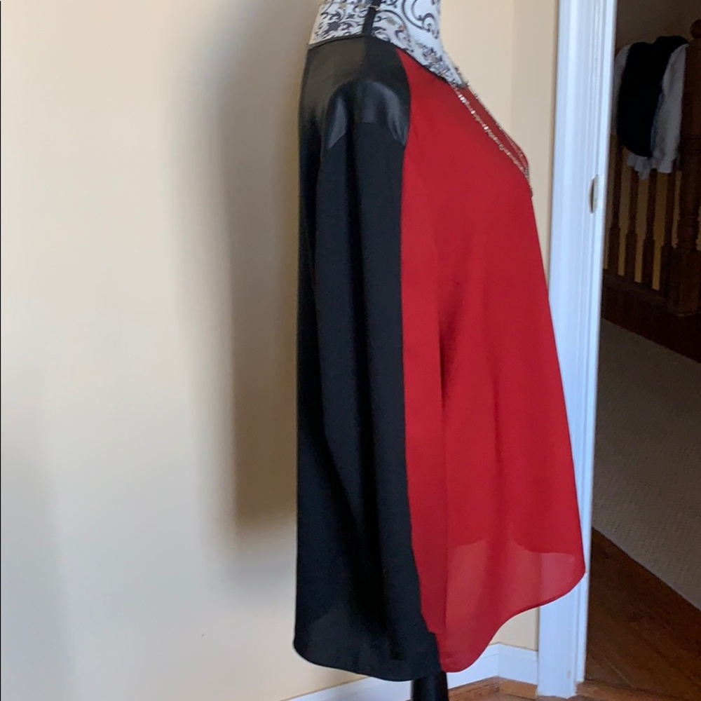 Kenneth Cole Red/Black blouse - Picture 3 of 6